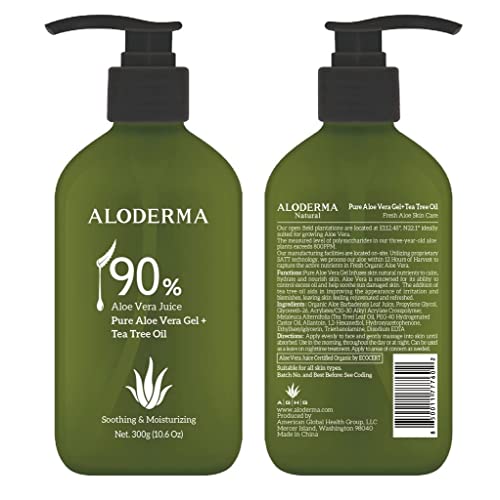Aloderma Aloe Bőr Elszámolási Set - 4 darabos készlet - Tisztító, Elszámolási Gél Maszk, Aloe Gél + teafaolaj - Készült Bio Aloe