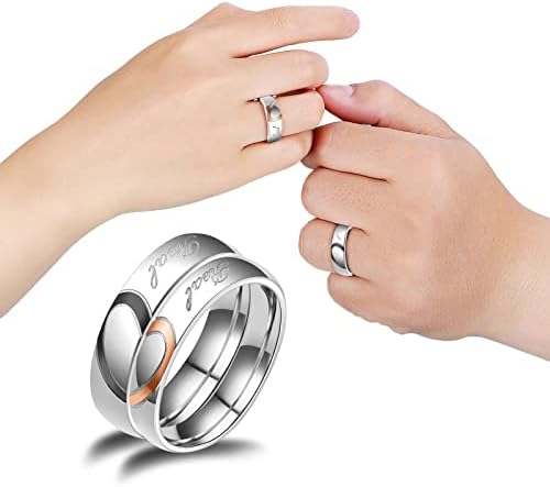 Női Esküvői Gyűrű, Ékszerek, Egyszerű Fél Barack Szív Alakú Rozsdamentes Acél Pár Titán-Acél Gyűrű Eljegyzési Gyűrűk Megfelelő