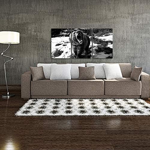 HOMEOART Fekete Medve Dekoráció Wall Art Medve Festmény Fekete-Fehér Állat Art Print Keretes Wall Art Kabin Dekoráció Nappali