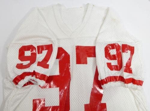 1980-as évek 1990-es évek Elején a San Francisco 49ers 97 Játék Használt Fehér Jersey 48 702 - Aláíratlan NFL Játék Használt Mezek