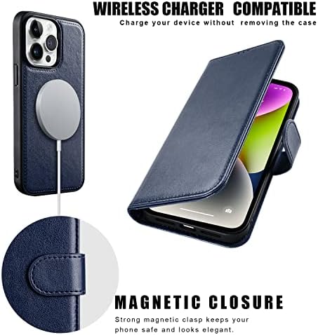 DorisMax iPhone 14 Pro Tárca az Esetben,Levehető Folio Flip Cover RFID-Blokkoló 4 Kártya Slot Jogosultja Prémium PU Bőr Mágneses