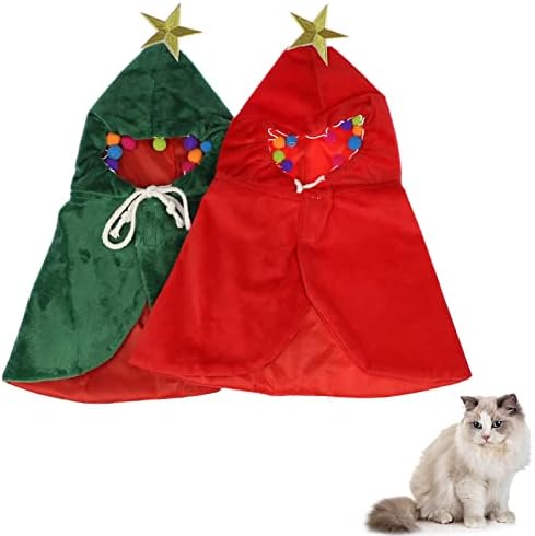 Nuatpetin 2 Csomag Karácsonyi Pet Jelmez, Mikulás Poncsó Köpeny, Szerencsés Új Évet Macskák Karácsonyi Mikulás Sál, Köpeny a Kis