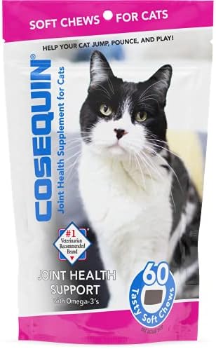 Nutramax Cosequin Közös Egészségügyi Kiegészítő Macskáknak - A Glükózamin, Kondroitin, valamint Omega-3, 60 Puha Megrág