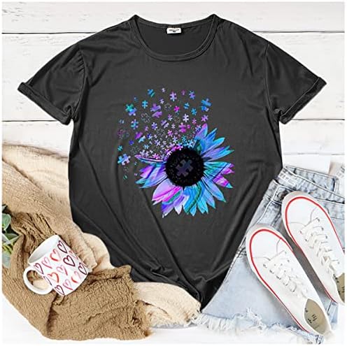 Nxxyeel póló Női, Női Nyári Felsők Aranyos Napraforgó T-Shirt Rövid Ujjú Grafikus Póló, Tini Lányok