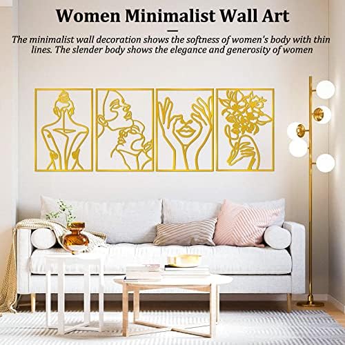 WINUSD Minimalista Fém Wall Art - Női Test Wall Art Dekor -Arany Eredeti Design Absztrakt Fal Nyomatok Művészet a Hálószoba, Fürdőszoba,