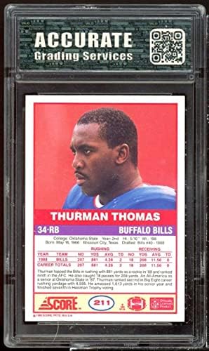 Thurman Thomas Újonc Kártya 1989 Pontszám 211 lenne beégés 9
