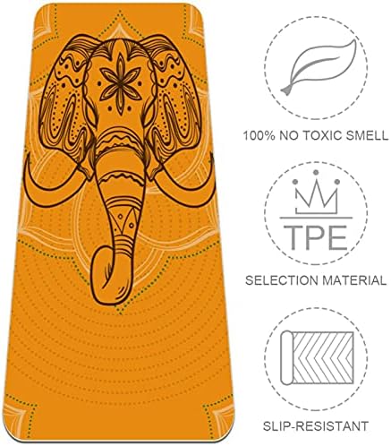 6mm Extra Vastag Jóga Szőnyeg, Narancs Elefánt Indiai Köztársaság Napja Nyomtatás, Környezetbarát TPE Pilates Gyakorlat Szőnyeg
