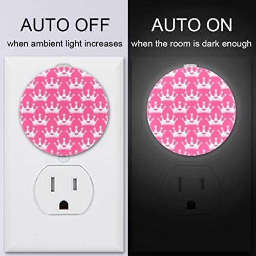2 Csomag Plug-in Éjjeli LED-es Éjszakai Fény, Rózsaszín Lányos Hercegnő Királyi Korona Szív Ékszereket az Alkonyat-hogy-Hajnal Érzékelő