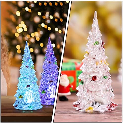 Karácsonyi Ajándék Asztali LED Izzó karácsonyfa: 12db Fényes Akril, Karácsonyi Fák 7 Színű Villogó karácsonyfa Fény Dekoratív Lámpa