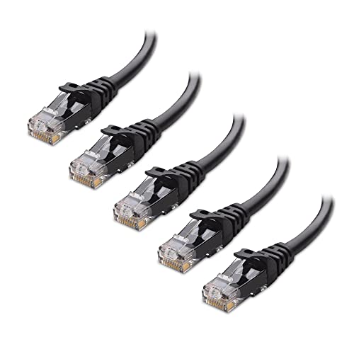 Kábel Számít, 10Gbps 5-Pack Snagless Rövid Cat 6 Ethernet-Kábel 3 ft (Cat 6 Kábel, Cat6 Kábel, Internet Kábel, Hálózati Kábel), Fekete