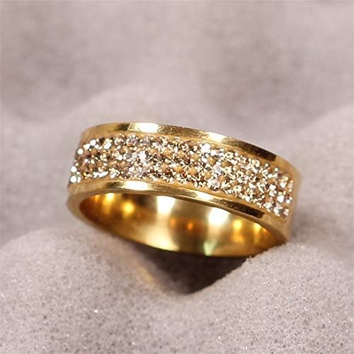 Koleso Rose Gold Híres Márka Cirkon Gyűrű, 8 mm-es Fél Kör Három Sorban Kristály 316L Ujj Gyűrű A Nők, Férfiak-68946