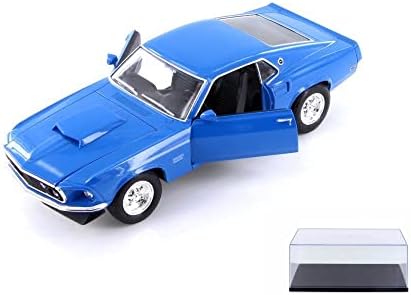Fröccsöntött Autó w/vitrin - 1969-Ben, a Ford Mustang Boss 429, Kék - Naggyon 24067WBU - 1/24-Skála Fröccsöntött Modell, Játék