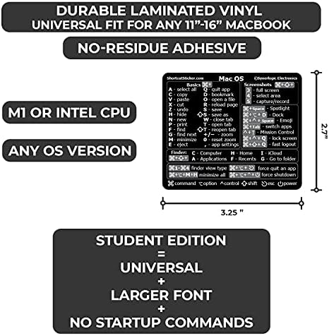SYNERLOGIC (Egyetemes Mac) Mac OS Referencia Billentyűparancs Matrica, Nem-Maradvány Laminált Vinil - Bármely MacBook Air/Pro/iMac/Mini