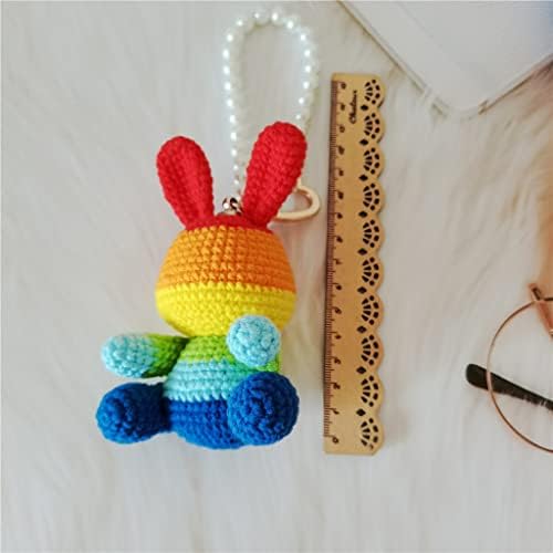 DOUBA Kézzel készített Rainbow Rabbit Gyapjúból Szőtt Autós Kulcstartó, Táska Medál Pár Ajándék Medál