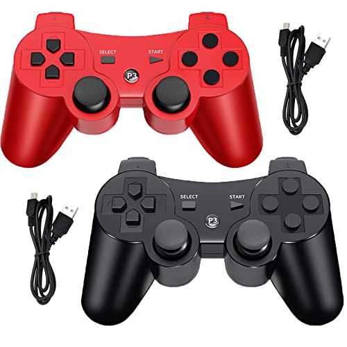 JINHOABF 2 Csomag PS3 Vezeték nélküli Vezérlő, Beépített Dupla Vibrációs Szerencsejáték Távoli Joystick Kompatibilis a Playstation
