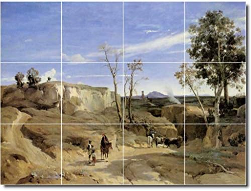 Kerámia Freskó-Jean Corot Ország Festmény 189. 48W x 36H (12) 12 x 12 Csempe