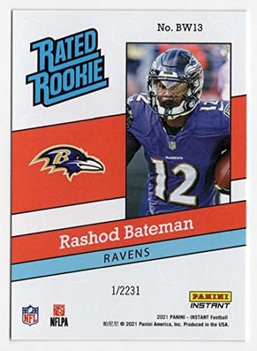 RASHOD BATEMANRC 2021 Panini Azonnali Névleges Újonc Retro /2231BW13 ÚJONC Ravens VEZ NFL-Foci