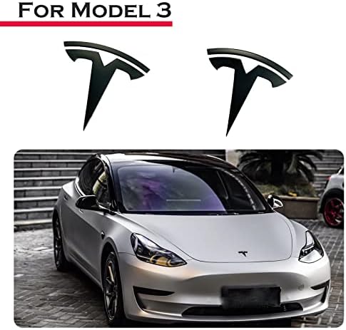 DOITSIPO 3D-s, Fém Embléma Matrica a Tesla Model 3-as, 2 Db Első Hood Jelvény Matrica & Hátsó Csomagtartó Logó (Matt Fekete)