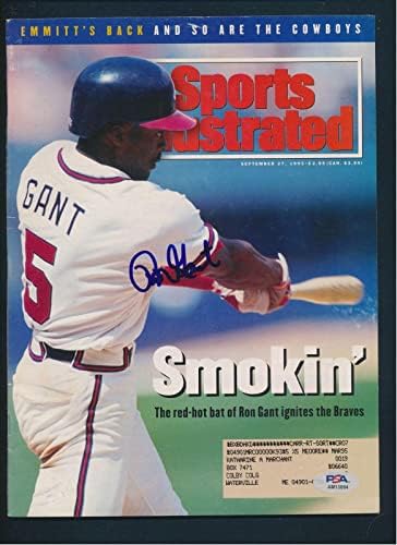 Ron Gant Aláírt Sports Illustrated Autogramot PSA/DNS AM13094 - Dedikált MLB Magazinok