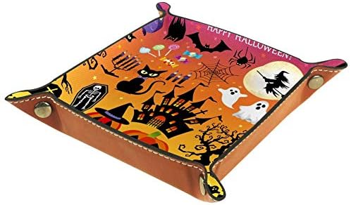 Boldog Halloween Party Szervező Iroda Mikroszálas Bőr Asztal Tálca Praktikus Tároló Doboz Tárca Kulcs, Irodai Berendezések,16x16cm