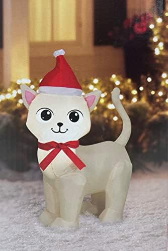 Karácsonyi Macska a Mikulás Sapkát Íj Karácsonyi Ünnep Felfújható 3,5 Méter a Javítás, Javítások