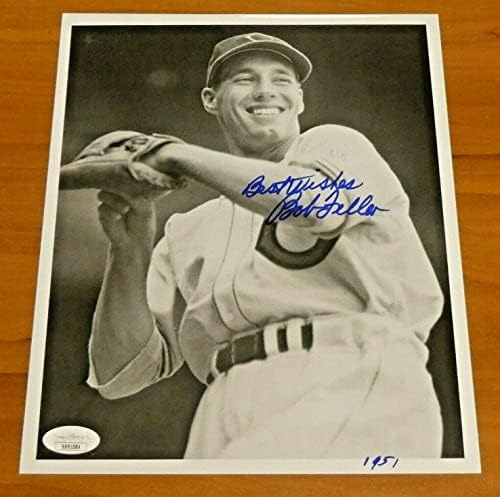 Bob Feller HOF Aláírt 8x10-es Baseball-Fotó SZÖVETSÉG COA - Dedikált MLB Fotók
