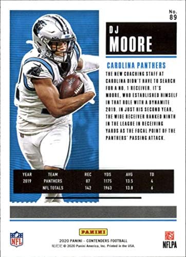 2020 Versenyző NFL Szezon Jegy 89 DJ Moore Carolina Panthers Hivatalos Labdarúgó-Trading Card által Panini Amerika (Stock fotó használt,