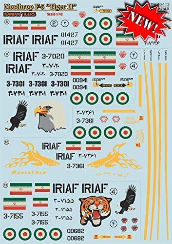 Matrica a Northrop F5 Tigris II Iráni Tigrisek, 1. Rész 1/48 NYOMTATÁS SKÁLA 48-113