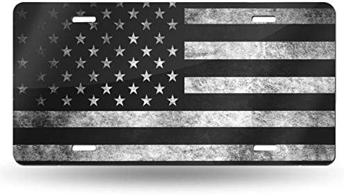 OHDS Modern Bejárati Rendszám Fekete Amerikai Zászló - Alumínium Fém USA Dombornyomott Licenc Hiúság takarólemezt, Újdonság Hazafias Jármű