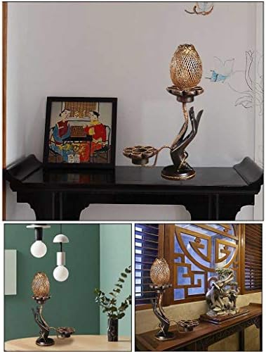 GOOZT Thaiföldi Tömör Fa Bergamott Zen Dekoratív asztali Lámpa Nappali Retro Kreatív Asztali Gyertyatartó Kézműves Hálószoba Éjjeli