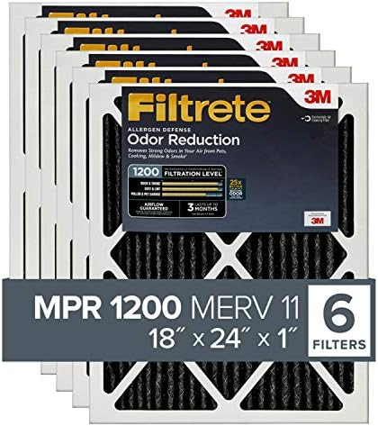 Filtrete 18x24x1, AC Kemence légszűrő, MPR 1200, Allergén Védelem Szag Csökkentésére, 6-Pack (pontos méretek 17.81 x 23.81 x 0.81)