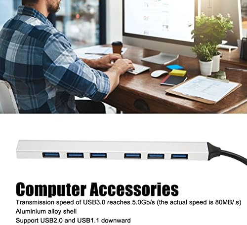 plplaaoo USB-C-Hub, USB-Hub, USB Adapter, USB 3.0 Hub 7 Port 5Gbps Gyors Átviteli Alumínium Ötvözet Többcélú USB Elosztó PC Asztali