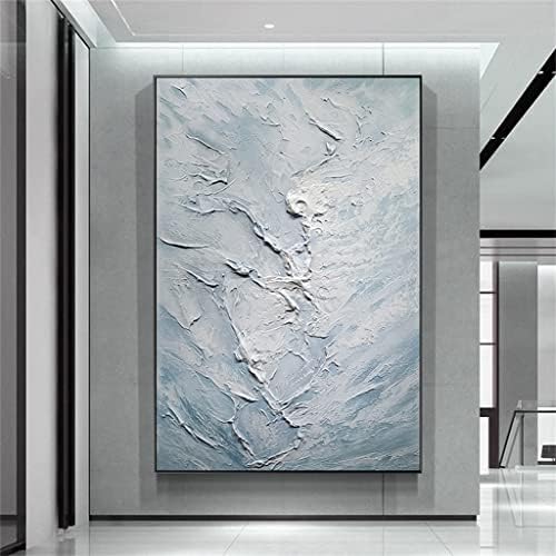 DOUBAO Nagy Méretű, Kézzel készített Absztrakt Kék Kés olajfestmény, Vászon Nappali Wall Art (Szín : D, Mérete : 60x90cm keret