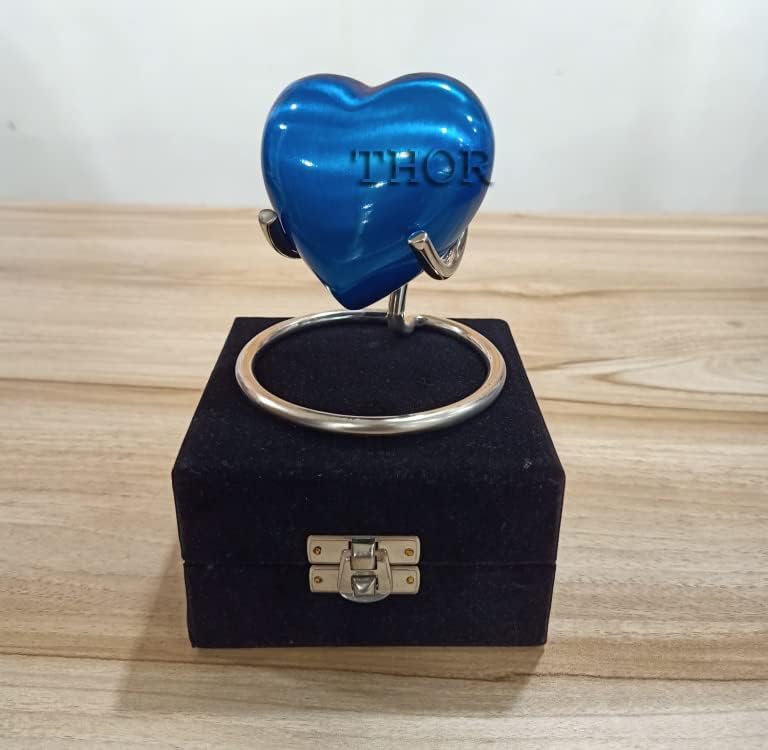 Kék Szív Emlék Urna - Szép Kis Urnát a Hamu - Strand Kézzel készített Mini Urnák & Állni a Box - Becsület A Szeretett Egy