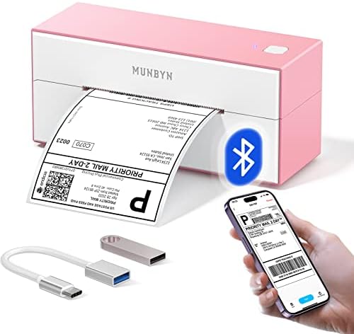 MUNBYN Bluetooth Thermal címkenyomtató, 4x6 Szállítási Címke Nyomtató, Szállítás, Csomag, Kompatibilis iOS, Android, PC, Mac, a Chrome