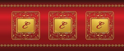 Lámpa-In-A-Box TRI-MNG-GLDRE Monogramja Arany, Vörös Levél E Állvány Lámpa, 8 x 8 x 14