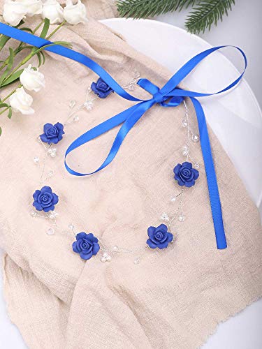 Missgrace Menyasszonyi Kristály Navy Kék Fejpánt Esküvőt a Menyasszony Paróka Esti Buli -Navy Kék Virág Nő, a Virág Lány Vintgae Haj