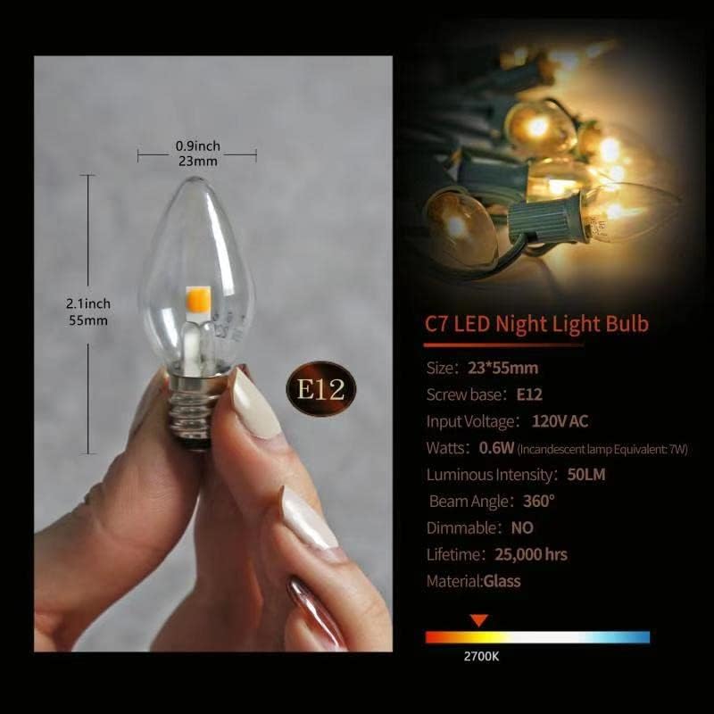 Kiraralite LED-es Éjszakai Fény, Villanykörte, C7 COB E12 LED Izzók Gyertyatartót Izzók, 0.6 Watt Egyenértékű 7W Izzó, Puha, Fehér 2700K,