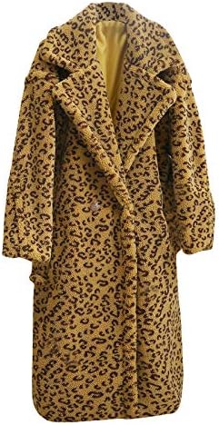 FOVIGUO műszőrme Kabátot, Ünnepi Hosszú Retro Köntösben Női Hosszú Ujjú Utazási Puha Széldzseki Kényelem Vastag Hajtóka Leopard