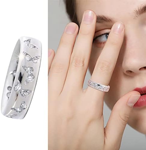 Csörög a Nők 2023 Születésnapi Ajándékok Gyémánt Kristály Forma Gyűrű Gyűrű Gyémánt Buterfly Vintage Gyűrű Kristály