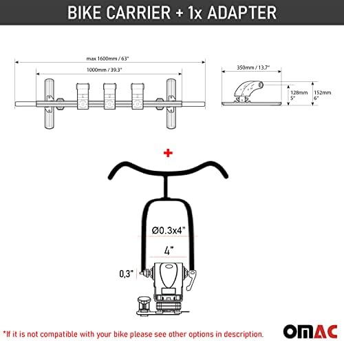 OMAC Csomagtartóban Ágy kerékpártartó a Ram Pickup, 3 Kerékpár Szállító, 112 Kg Terhelés, Alumínium, Acél, Ezüst, gyorskioldó