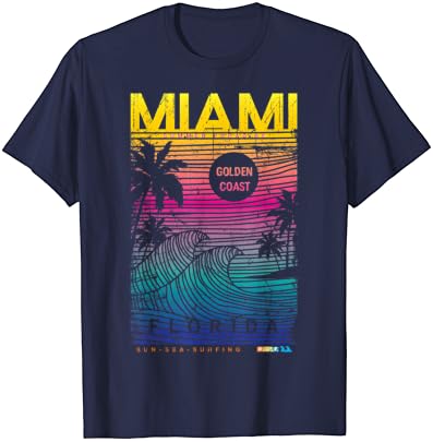 Király Miami Beach Ruha póló, Színes Miami Grafikus Póló