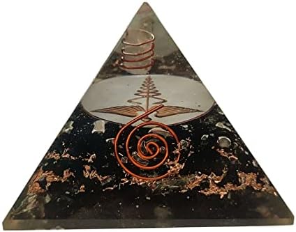 Sharvgun Orgonite Piramis Fekete Obszidián Drágakő Virág az Élet Orgon Piramis Negatív Energia Védelem 65-70 MM, Etra Nagy