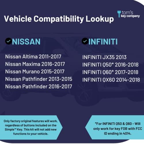 Egyszerű Kulcs, távirányító, valamint a távirányító Programozó Kompatibilis Nissan & Infiniti (Jármű Lista C, 5 Gomb)