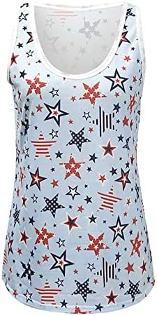 Július 4-Tartály Tetejét Női Ujjatlan O Nyakú Pólót Amerikai Lobogó Csillagok Csíkos Tie-Dye Fitness Tunika Tshirts