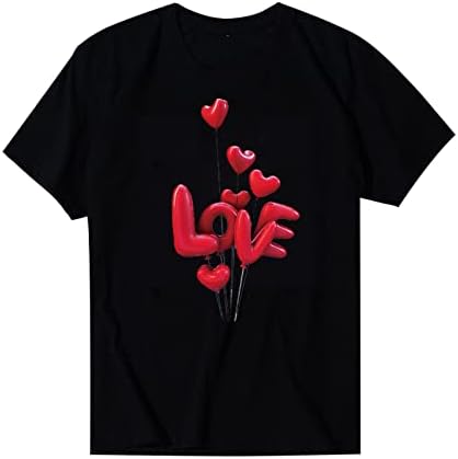 2023 Pólók Női Valentin Napi Romantikus Grafikus Póló Szerelmes Szív Nyomtatás póló Rövid Ujjú O Nyakú Blúz Felső