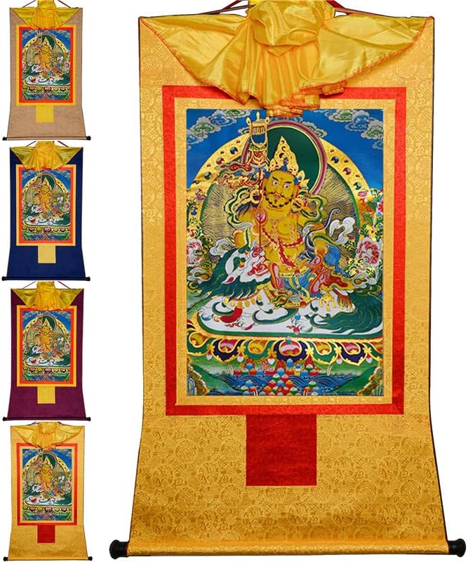 Gandhanra Vaisravana(Gazdagság Istene), Tibeti Thangka Festészet, a Művészet,a Buddhista Thangka Brokát,Buddha Gobelin a Scroll