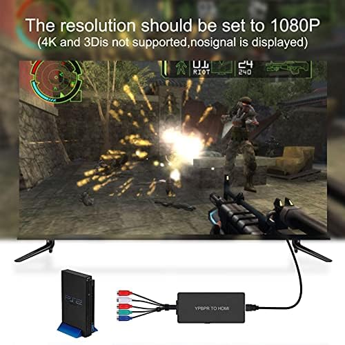Dingsun Komponens HDMI Átalakító Női YPbPr-HDMI Átalakító Támogatja a 720P/ 1080P HD TV, DVD Lejátszó, Blu-ray Lejátszó, Wii, PS2/PS3,