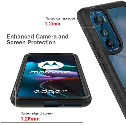 Dzxouui Moto Edge 30-Ügy, nagy teherbírású Ütésálló Lökhárító Hibrid Átlátszó Vissza Puha TPU Védelem Fedél Telefon Esetekben a [2 Csomag]