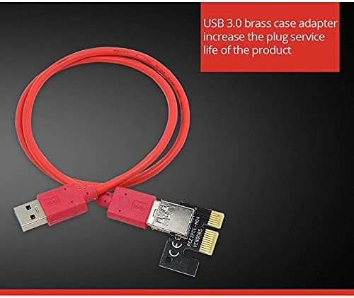 Csatlakozó Pci-E Kelő Kártya Pci-Express 1X, hogy 16X USB 3.0 Kábel Sata 6Pin Csatlakozó Grafikus Kártya Bányászati (2 Csomag) - (Szín: Sárga)